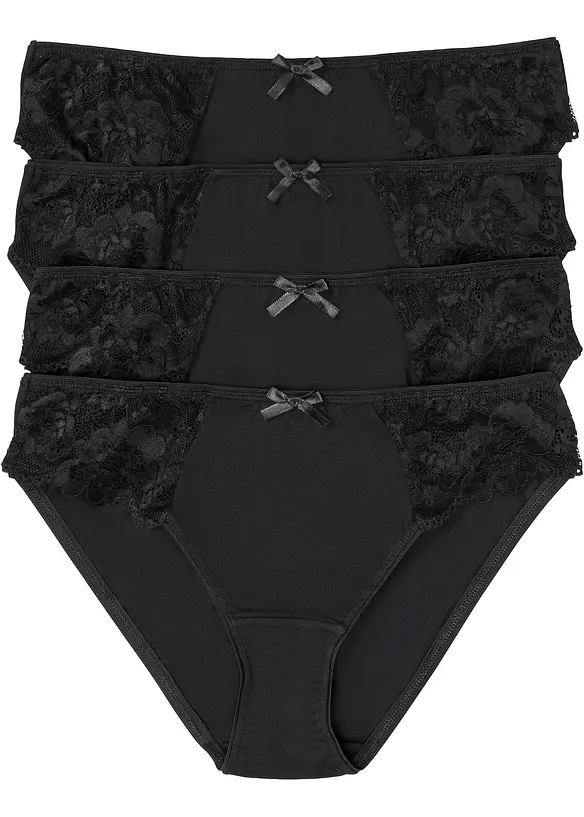 Truse med blonder (4-pack), bonprix