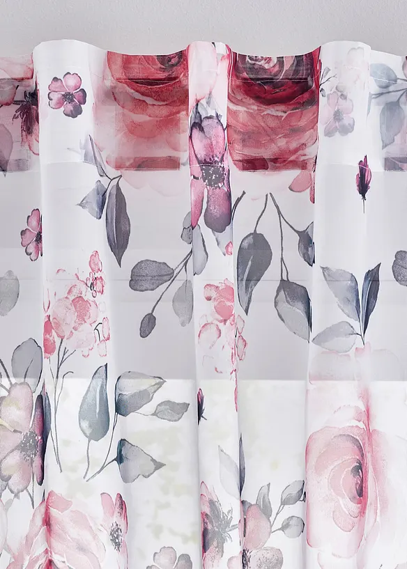 Gardin med blomsterm&oslash;nster, med resirkulert poyester (1-pack), bonprix