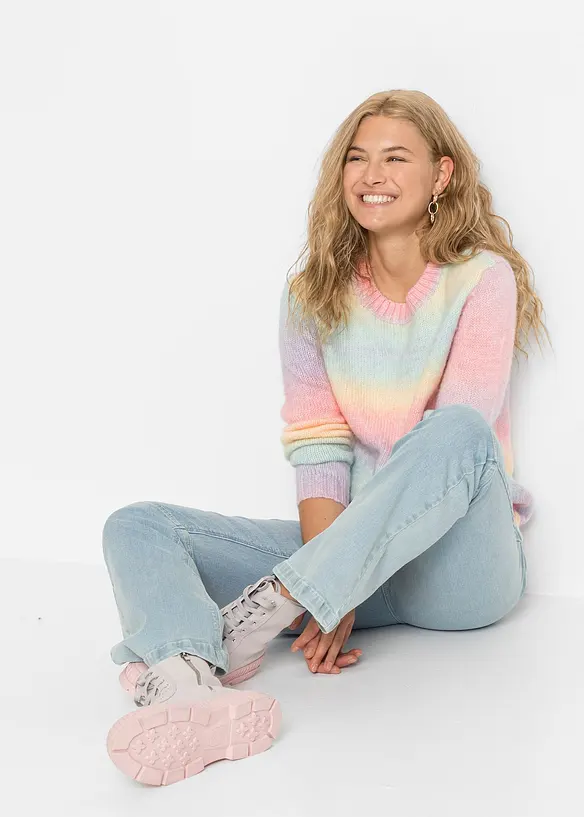 Grovstrikket genser i myk garnmiks med ull, bonprix