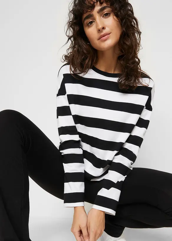 Langermet topp i interlock-materiale i 100% bomull, bonprix