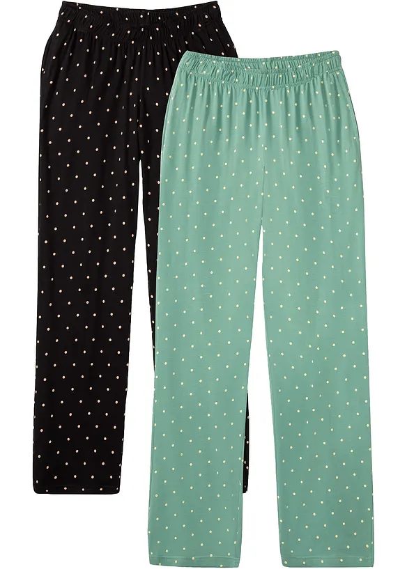 Lang pyjamasbukse i 100% bomull (2-pack), bonprix