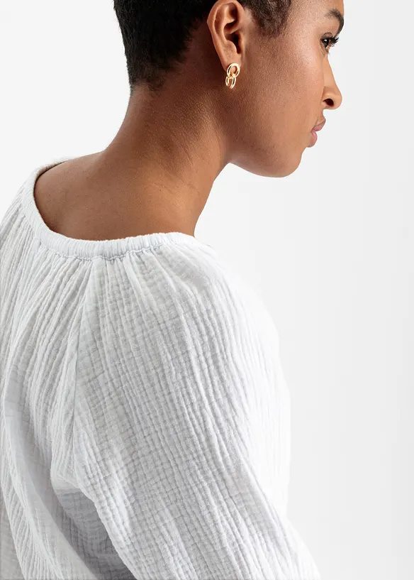 Musselinbluse i bomull, bonprix