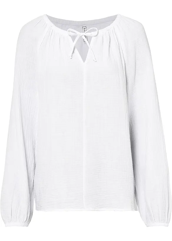 Musselinbluse i bomull, bonprix