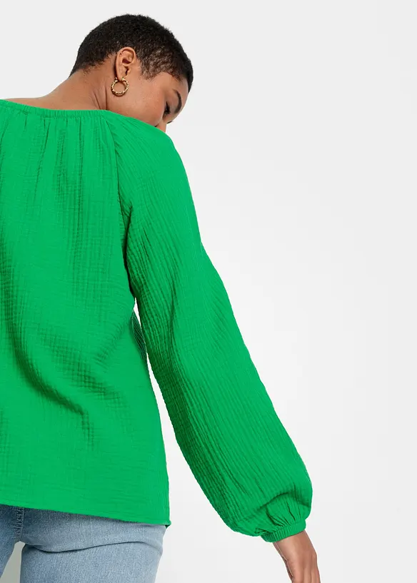 Musselinbluse i bomull, bonprix