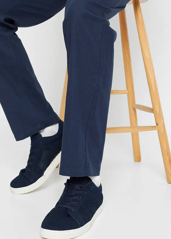 Relaxed Fit-pull on-bukse i luftig linmiks, Straight, bonprix