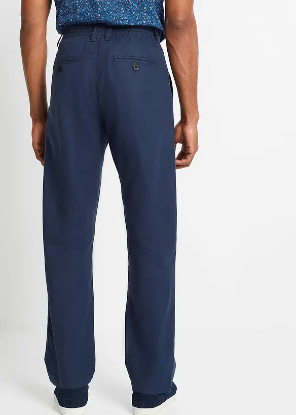 Relaxed Fit-pull on-bukse i luftig linmiks, Straight, bonprix