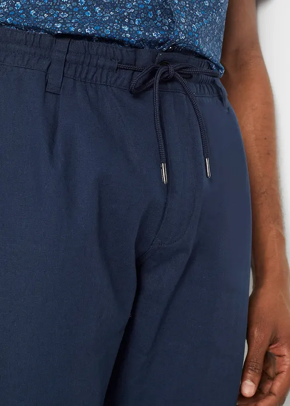 Relaxed Fit-pull on-bukse i luftig linmiks, Straight, bonprix