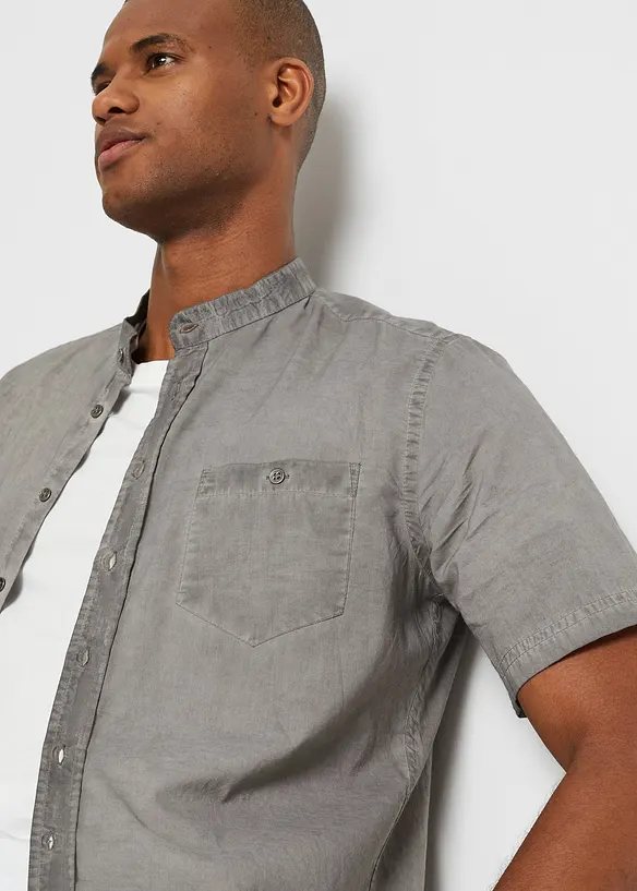 Kortermet skjorte i vasket look, bonprix