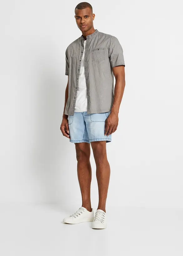 Kortermet skjorte i vasket look, bonprix