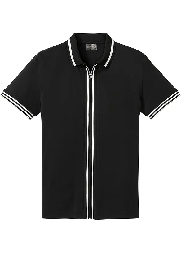 Piké-poloskjorte i 100% bomull med glidelås, bonprix