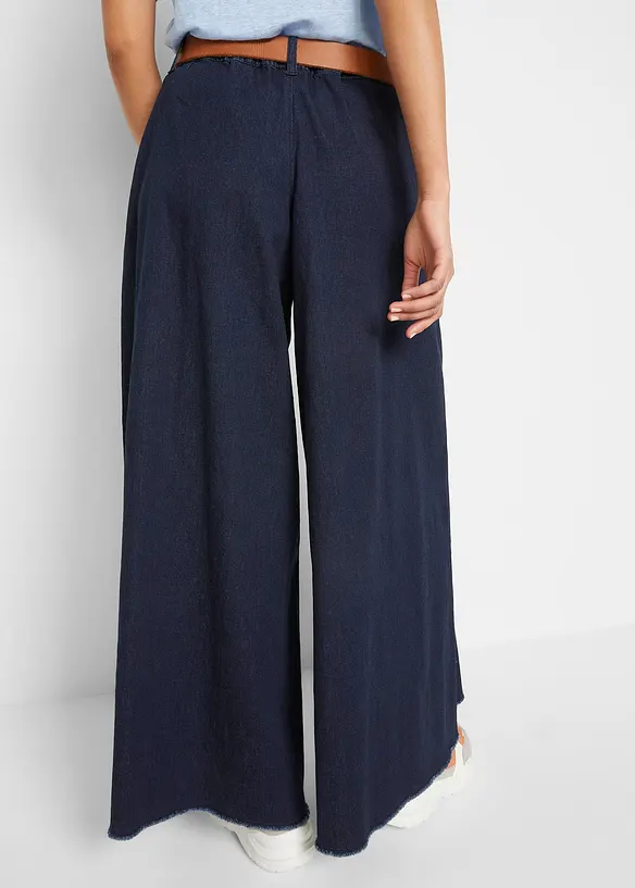 Wide Leg bukseskjørt i denim, bonprix