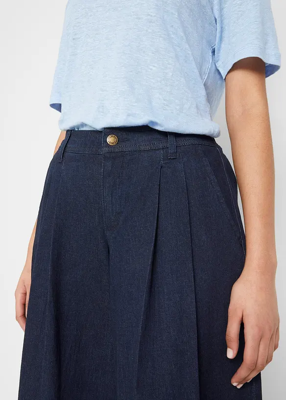 Wide Leg bukseskjørt i denim, bonprix