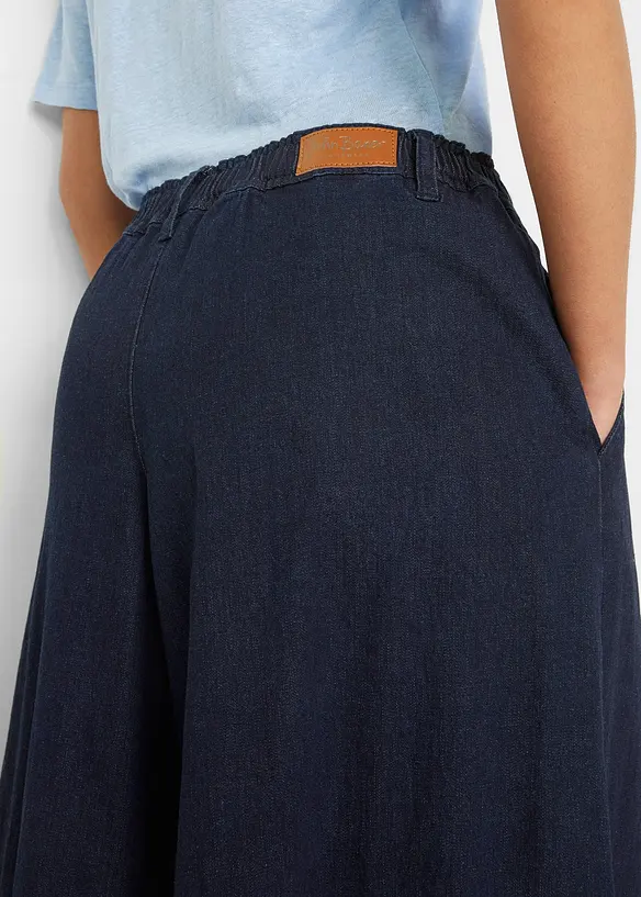 Wide Leg bukseskjørt i denim, bonprix