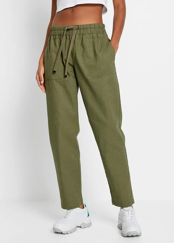 Slip on-bukse av luftig linmiks, bonprix