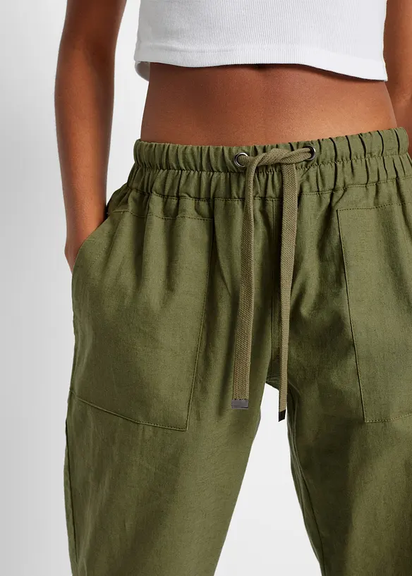 Slip on-bukse av luftig linmiks, bonprix
