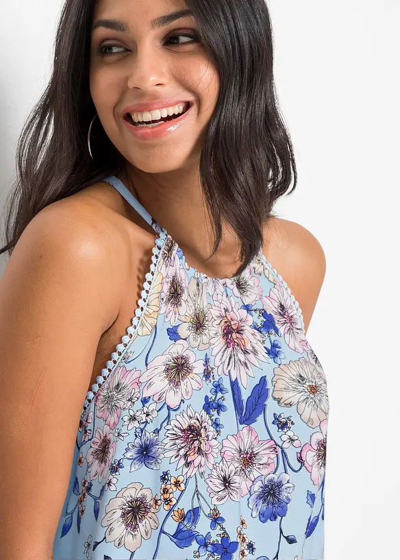 Ermeløs bluse i lett viskose, bonprix