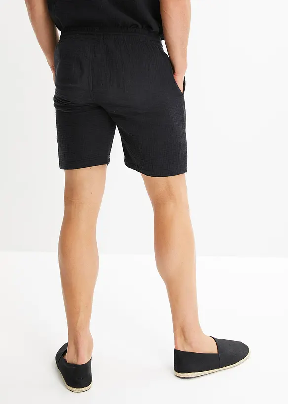 Shorts i 100% bomullsmusselin, Regular Fit, bonprix