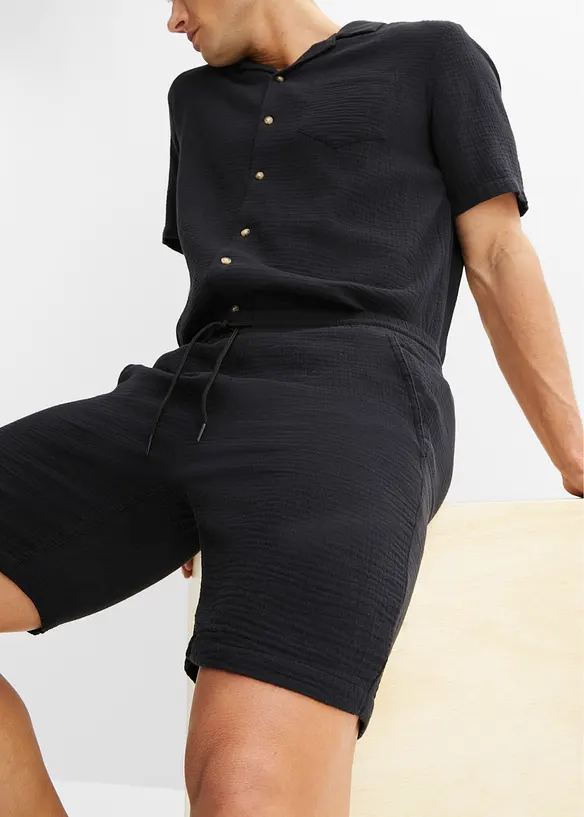 Shorts i 100% bomullsmusselin, Regular Fit, bonprix