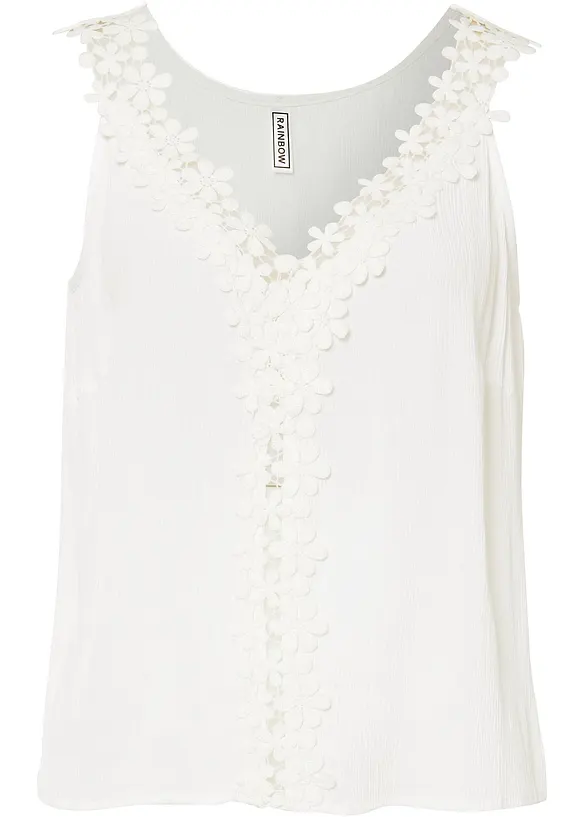 Ermeløs, krinklet bluse, bonprix