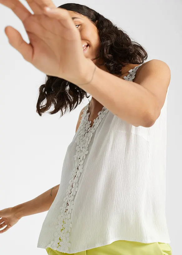 Ermeløs, krinklet bluse, bonprix