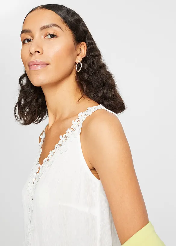 Ermeløs, krinklet bluse, bonprix