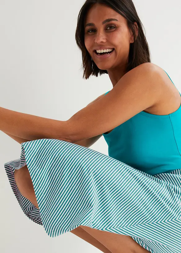 Knelangt jerseyskjørt med stripemønster, bonprix