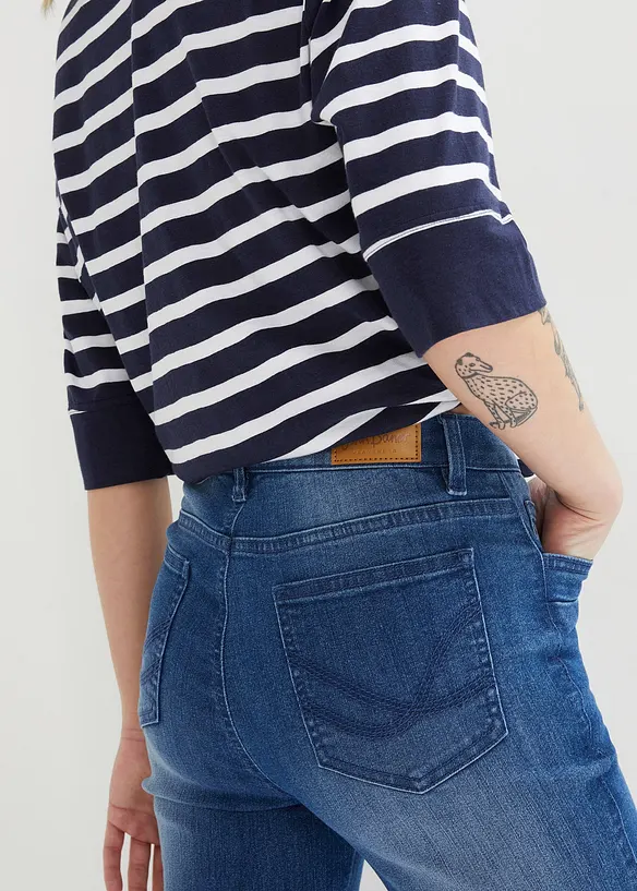Slim Fit-jeans Mid Waist, knelang (2-pack), bonprix