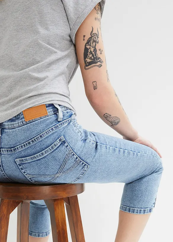 Skinny-jeans Mid Waist, knelang stretch, bonprix