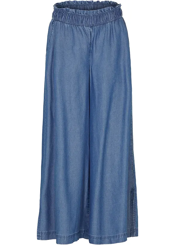 7/8-lang jeans i lett materiale med vide ben og splitt i siden, bonprix