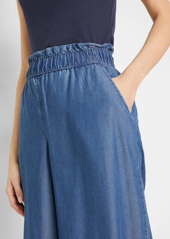 7/8-lang jeans i lett materiale med vide ben og splitt i siden, bonprix