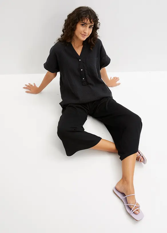 Kortermet bluse i musselin, bonprix