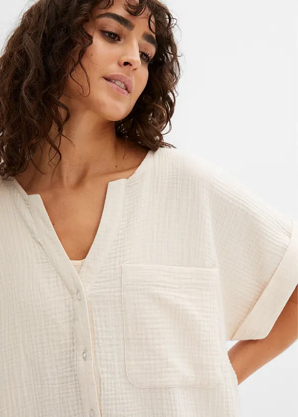 Kortermet bluse i musselin, bonprix