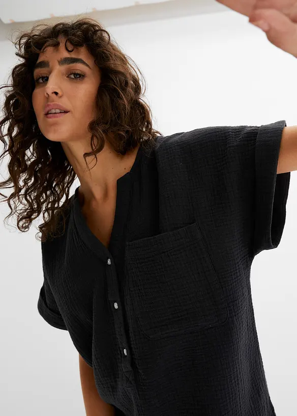 Kortermet bluse i musselin, bonprix