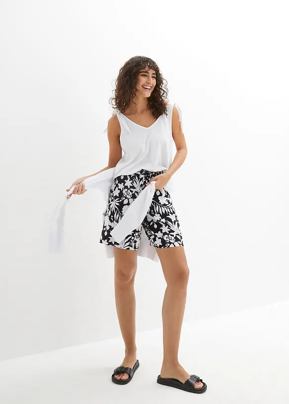 Vid shorts i viskose med h&oslash;y midje og komfortlinning, bonprix