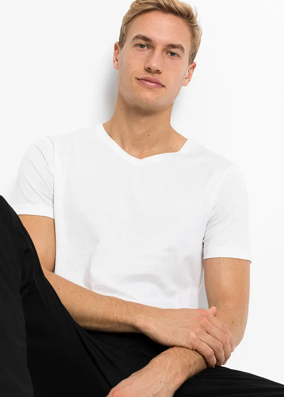 T-skjorte med V-hals (5-pack), bonprix