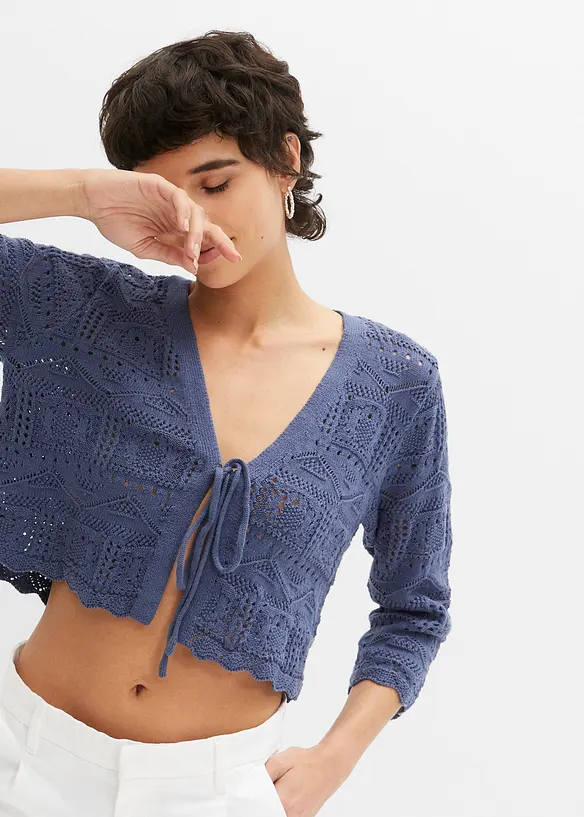 Bolero med hullm&oslash;nster og 3/4-lange ermer, bonprix