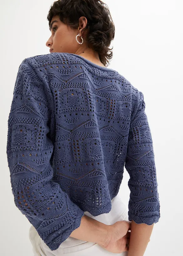 Bolero med hullm&oslash;nster og 3/4-lange ermer, bonprix