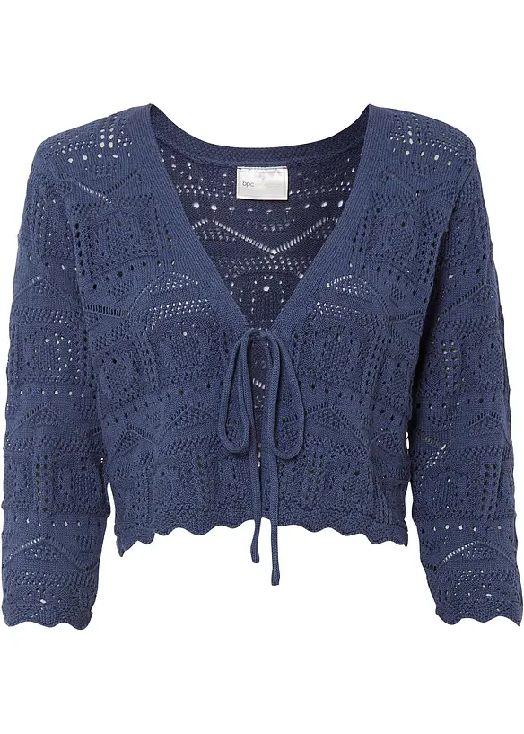 Bolero med hullm&oslash;nster og 3/4-lange ermer, bonprix