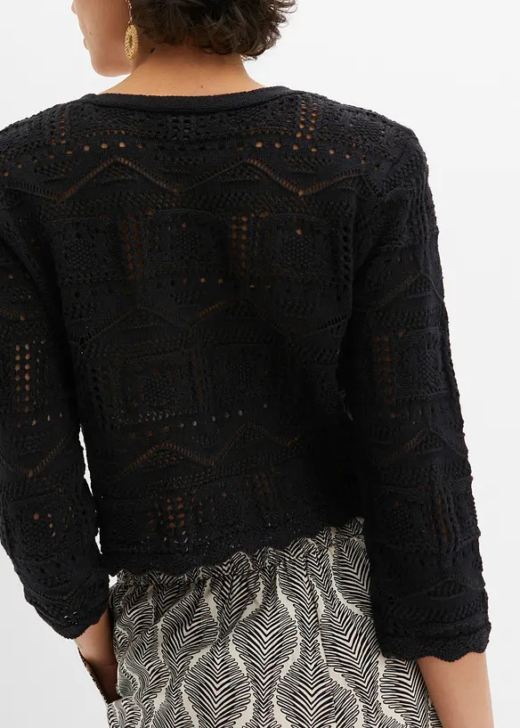 Bolero med hullm&oslash;nster og 3/4-lange ermer, bonprix