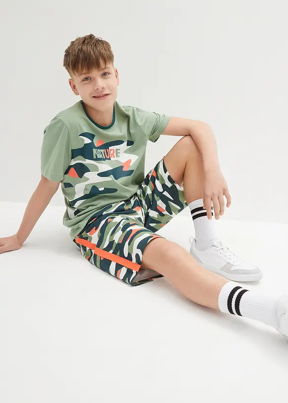 T-skjorte og shorts i 100% bomull (2-delt sett), bonprix