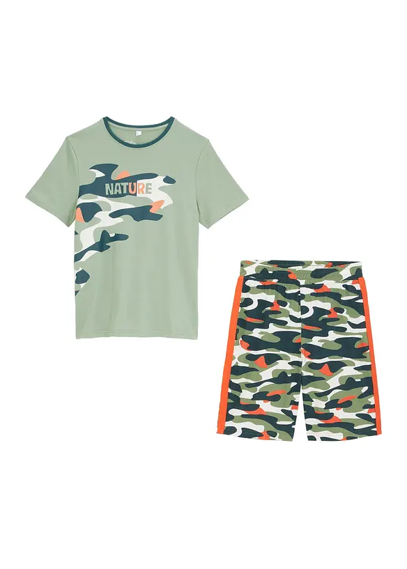 T-skjorte og shorts i 100% bomull (2-delt sett), bonprix