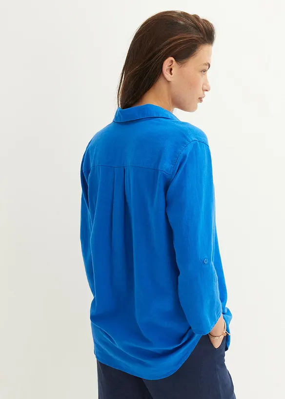 Bluse med 3/4-lang arm og lin, bonprix