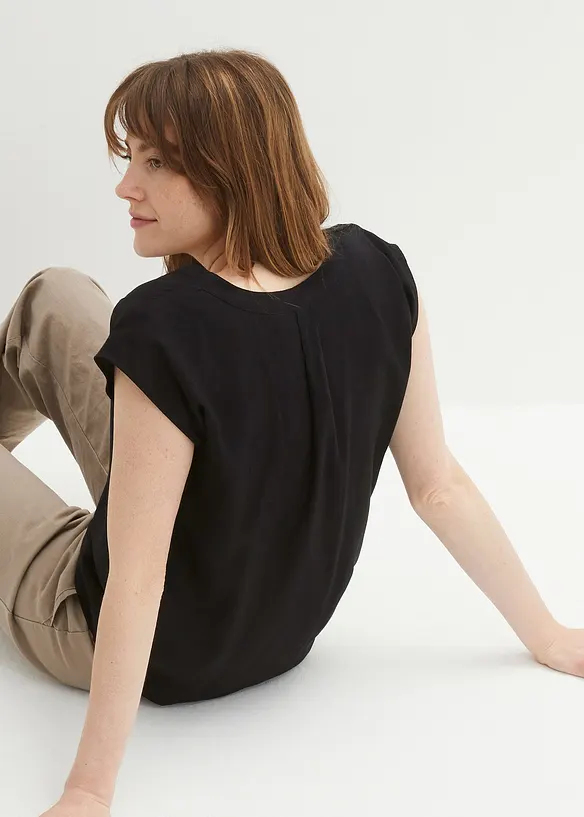 Kortermet bluse med V-hals, bonprix