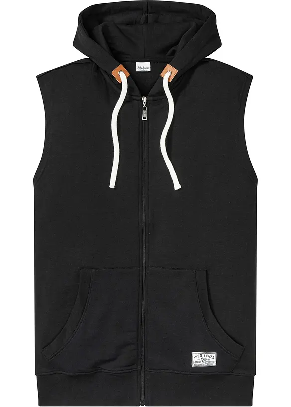 Vest i sweat materiale i myk bomullsmiks med hette, bonprix