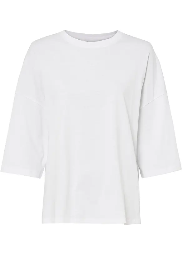 Oversized topp i bomull, halvlang arm, bonprix