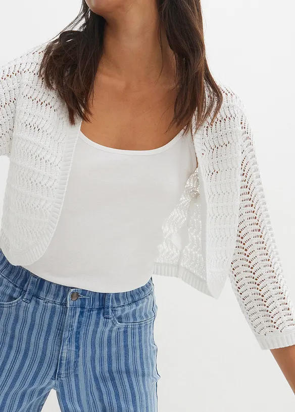 Bolero i heklet look, kortere ermer, bonprix