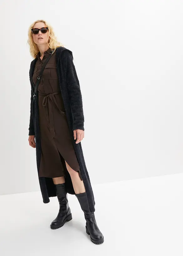 Strikket k&aring;pe i mykt fj&aelig;rgarn, bonprix