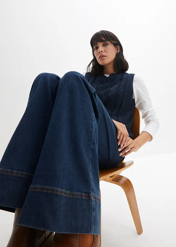 Wide Leg-jeans Mid Waist, Komfort-stretch, bonprix