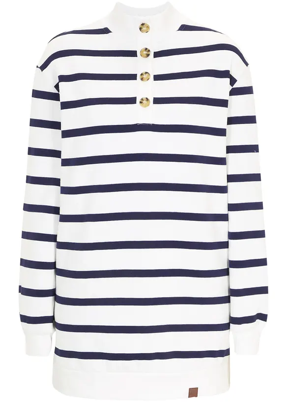 Lang sweatshirt med troyer-krage, bonprix