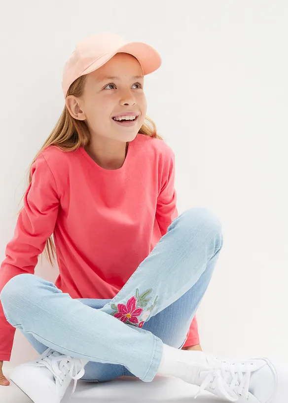 Langermet topp i 100% bomull (3-pack), bonprix